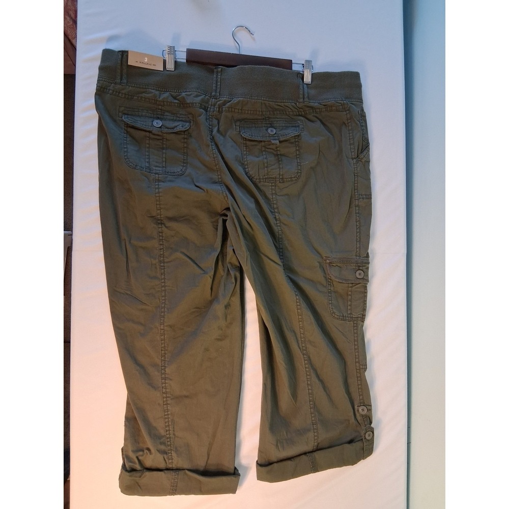 Utility Maurices Cargo Capri Pants Womens size 3x Olive Green Elastic Waist‎ - Picture 4 of 11